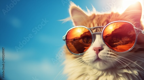 "Cool Cat: Illustration of a Cat Wearing Sunglasses with Summer Vibes" © arie