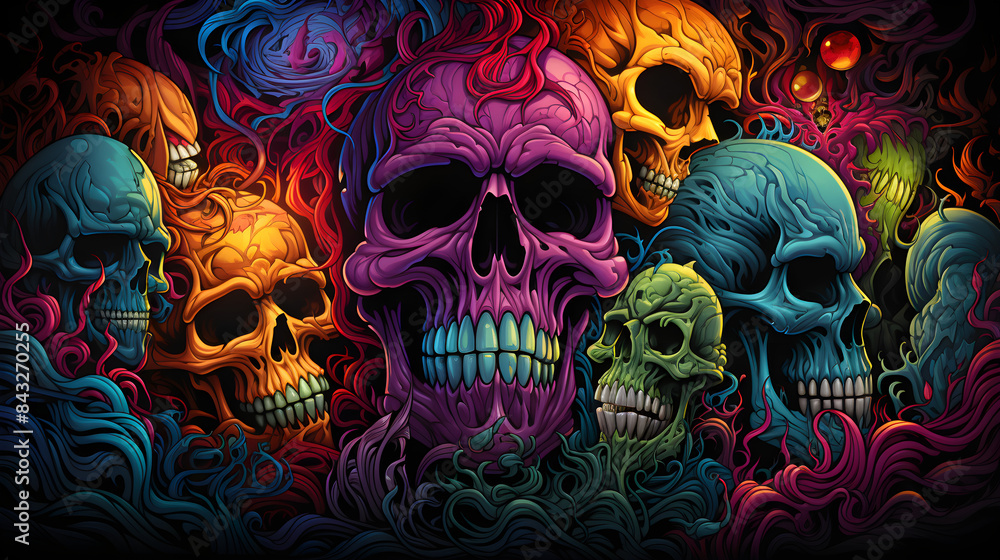 psychedelic dark halloween monsters skulls psychedelic dark halloween monsters skulls