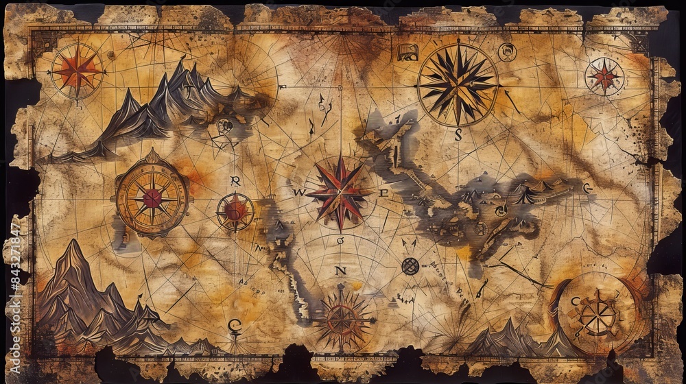 Fototapeta premium Vintage treasure map for pirate themed designs