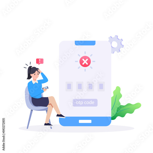 Modern flat illustration of verification failed and QR error