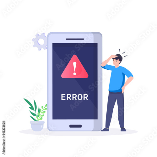 Modern flat illustration of verification failed and QR error