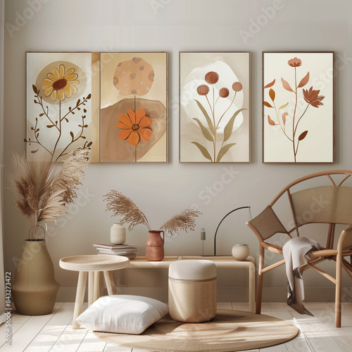 Botanical Harmony: Minimalistic Botanical Illustration for Serene Decor