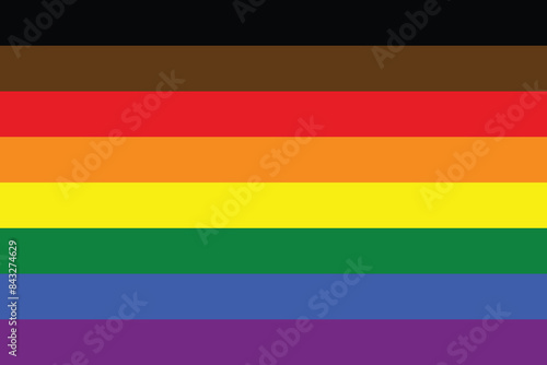 LGBT Philadelphia pride flag. Black and latino inclusive pride flag.
