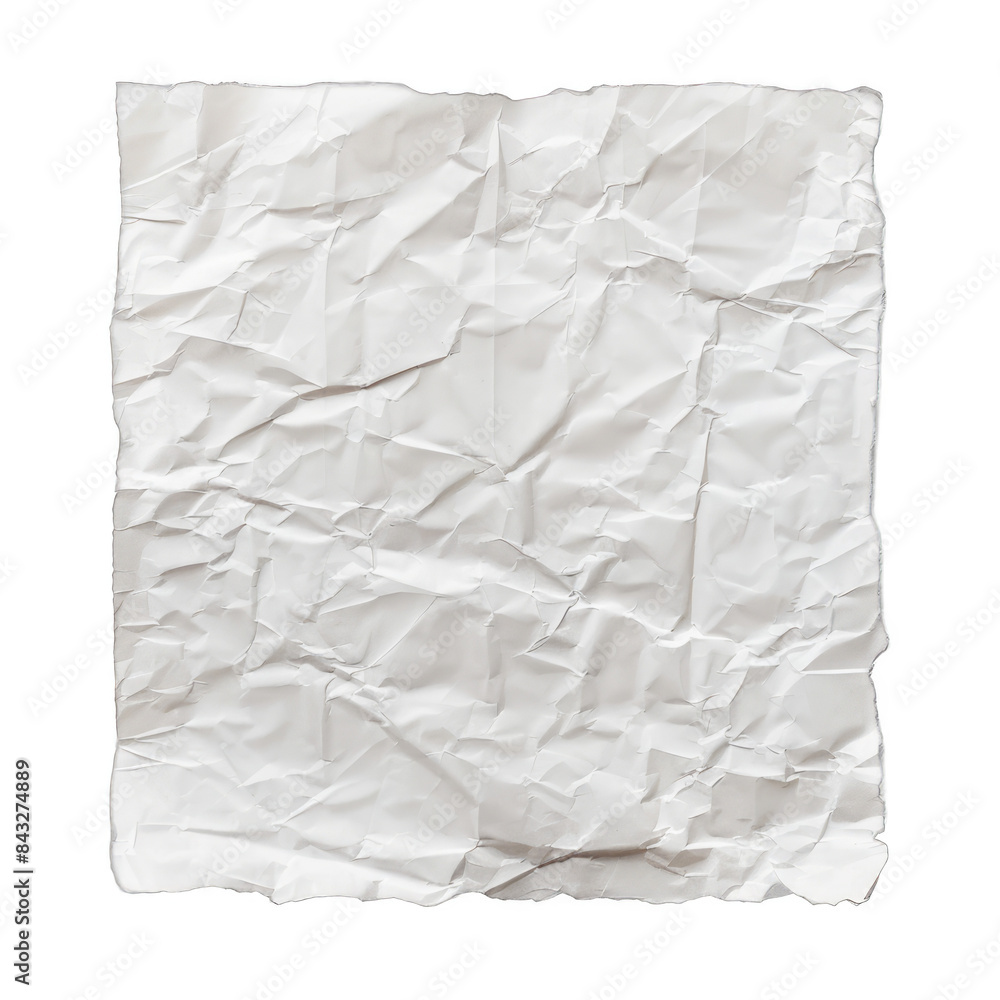 A white piece of paper with a lot of wrinkles and creases A white piece of paper with a lot of wrinkles and creases