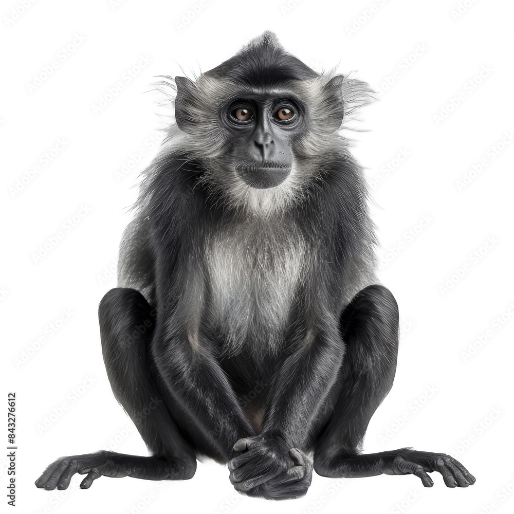 Naklejka premium A monkey is sitting on a white background