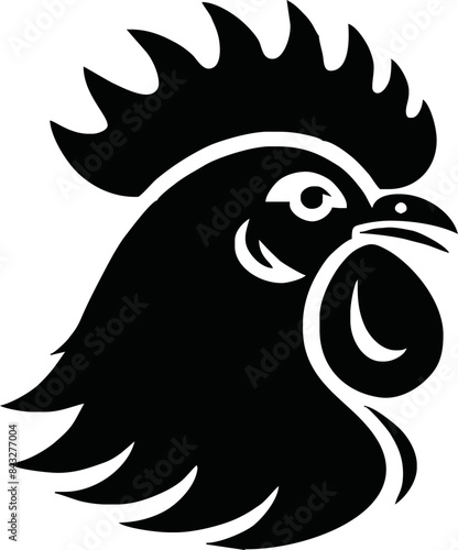 Chicken head silhouette. Rooster black icon on transparant background,png