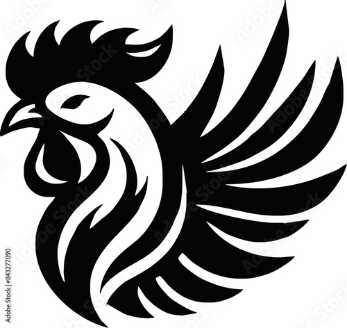 Chicken head silhouette. Rooster black icon on transparant background,png