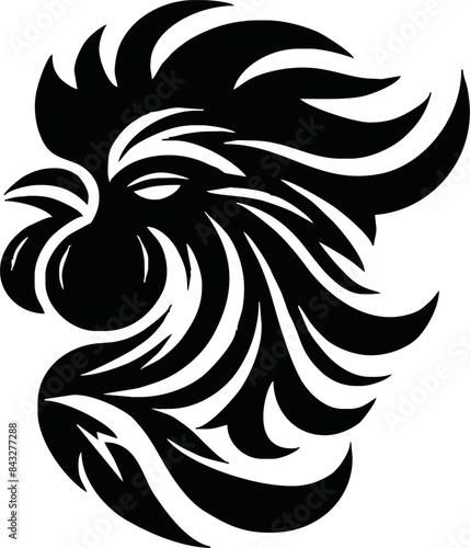 Chicken head silhouette. Rooster black icon on transparant background,png