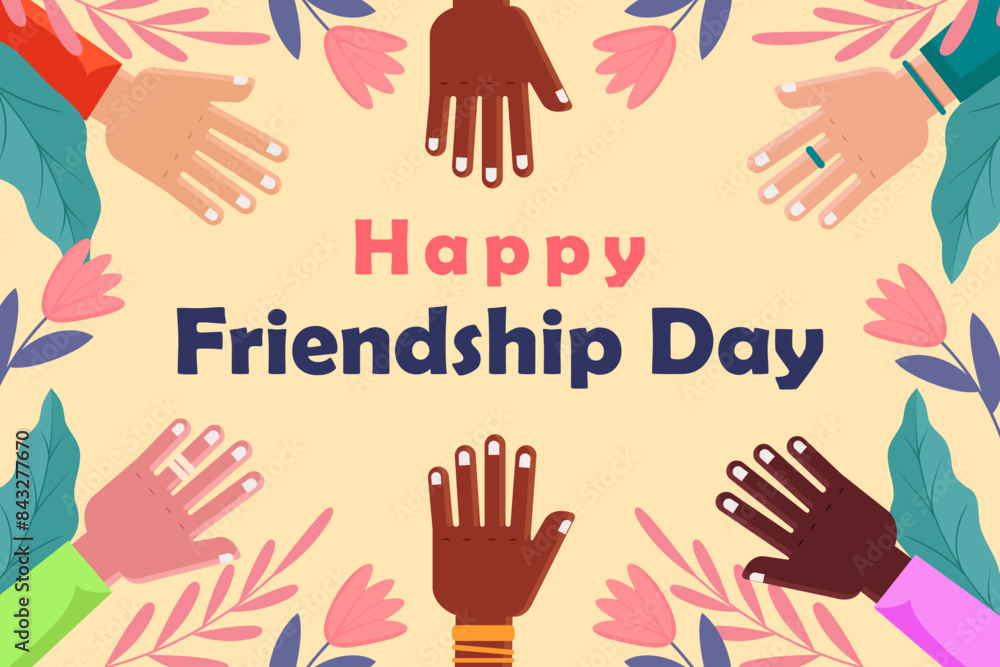Fototapeta premium flat design happy friendship day background illustration