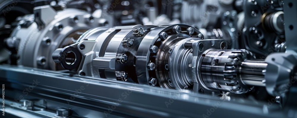 A close up of a machine with many parts, including a large gear. Concept of complexity and precision, as the various parts work together to create a functioning machine A close up of a machine with many parts, including a large gear. Concept of complexity and precision, as the various parts work together to create a functioning machine