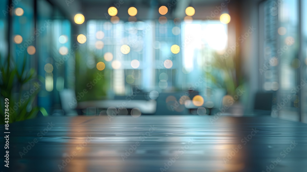 A blurry, blurred office environment background with conference rooms and workspace in shades of grey, blue, white, and green. A blurry, blurred office environment background with conference rooms and workspace in shades of grey, blue, white, and green.