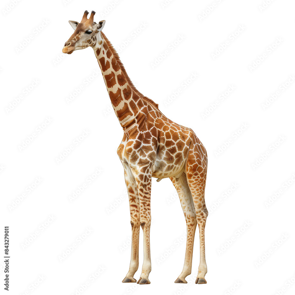A giraffe standing on a white background A giraffe standing on a white background