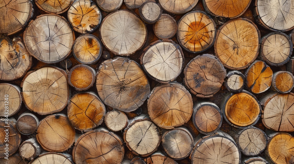 Background made of natural wood logs