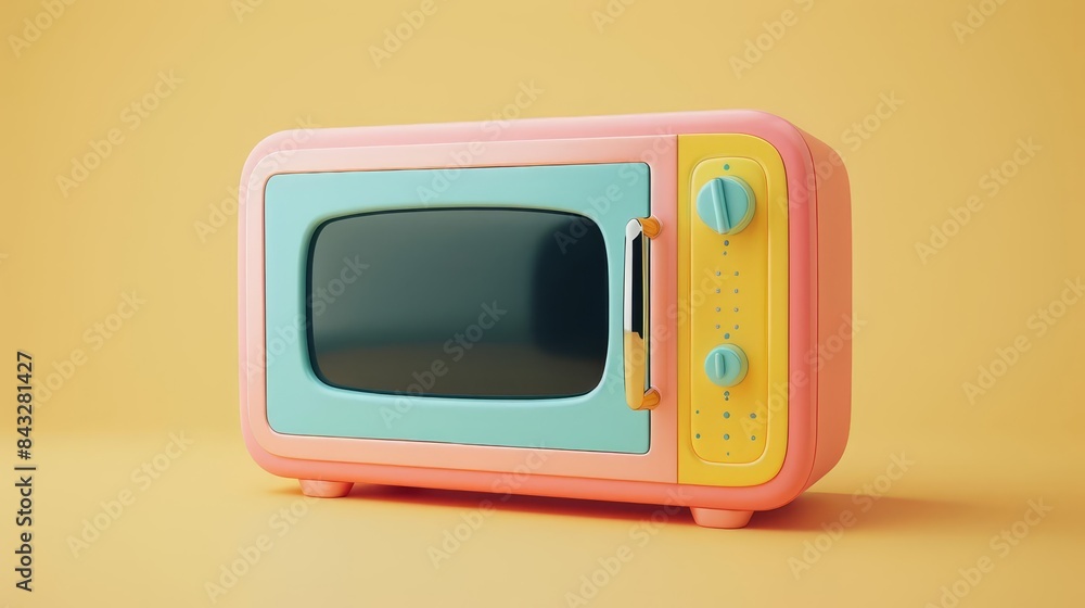 Microwave icon 3d blender pastel color Abstract background with light colour palette Microwave icon 3d blender pastel color Abstract background with light colour palette