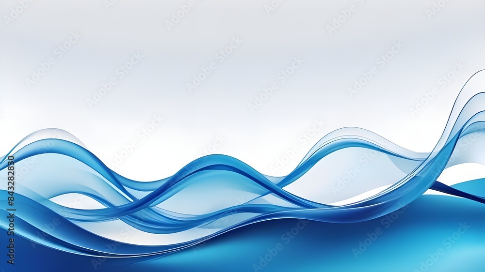 Fototapeta premium Blue abstract wave background with white background.