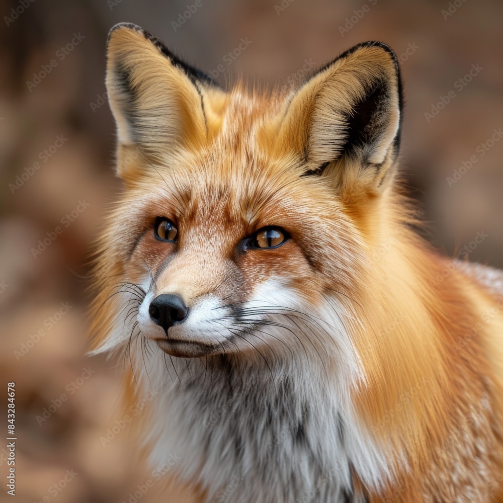 Close-up of a Majestic Red Fox in a Forest During Autumn - Captivating Wildlife Photography with Vibrant Orange Fur and Piercing Eyes Close-up of a Majestic Red Fox in a Forest During Autumn - Captivating Wildlife Photography with Vibrant Orange Fur and Piercing Eyes