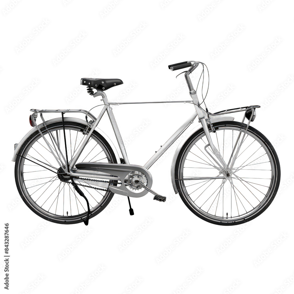 Fototapeta premium A white bicycle with a black seat and a black handlebar