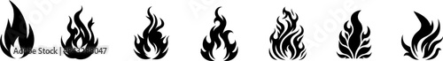 Fire icon set. Fire flame vector collection .Flame of different shapes . Fire flame silhouette.