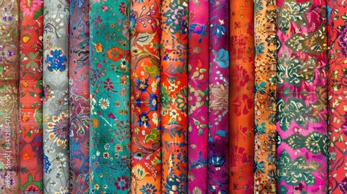 Colorful abstract patterns inspired by baroque designs in the Autumn collection featuring Mughal artwork