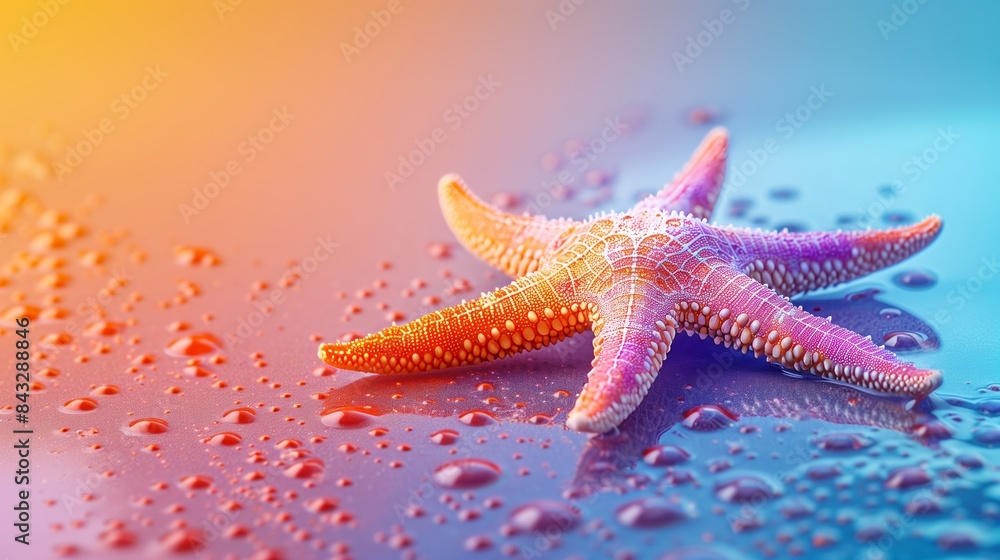 Radiant Starfish on Gradient Background with Copy Space Radiant Starfish on Gradient Background with Copy Space