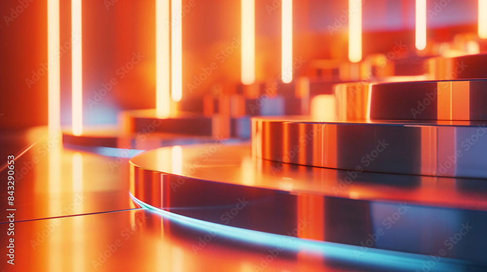 E-commerce golden booth space background, advertising base product display stand concept illustration E-commerce golden booth space background, advertising base product display stand concept illustration