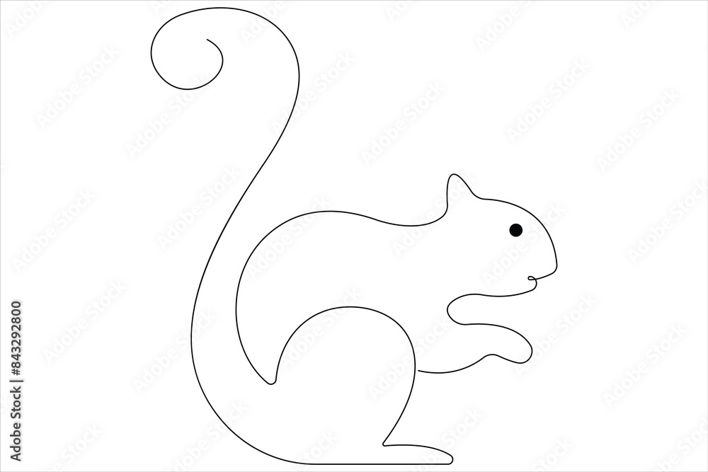 One Continuous line art drawing of squirrel vector illustration One Continuous line art drawing of squirrel vector illustration
