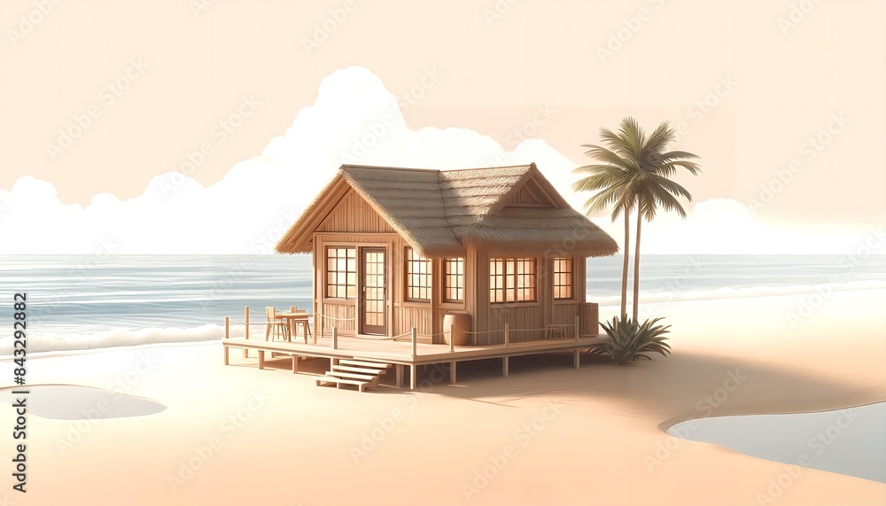 Obraz premium 海に立つ家