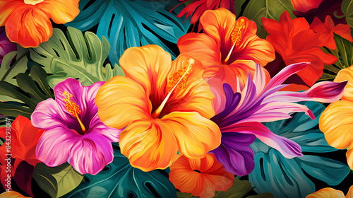 Wallpaper Mural Vibrant and colorful floral illustrations Torontodigital.ca