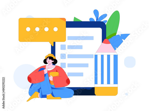 Invite friends to conduct questionnaire flat vector concept operation hand drawn illustration
