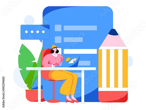 Invite friends to conduct questionnaire flat vector concept operation hand drawn illustration
