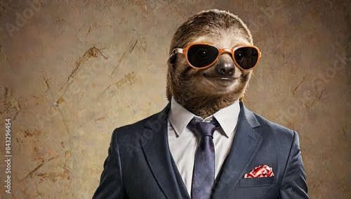 Sloth in Suit with Sunglasses photo