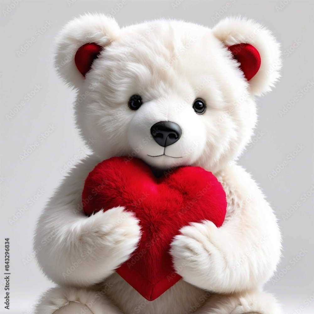 A teddy bear is holding a red heart A teddy bear is holding a red heart