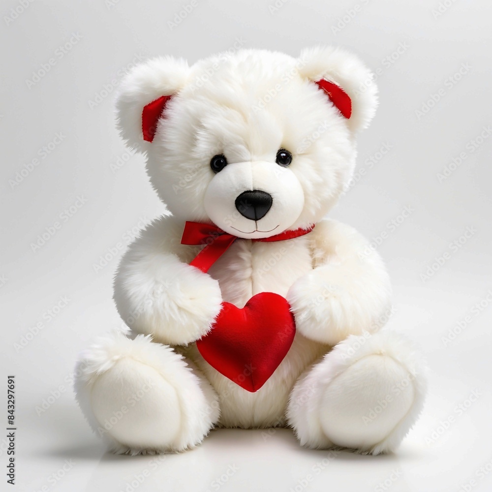 A teddy bear is holding a red heart A teddy bear is holding a red heart