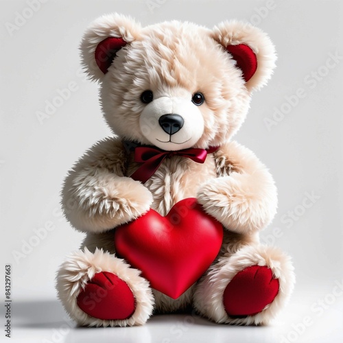 A teddy bear is holding a red heart © MdAhsan