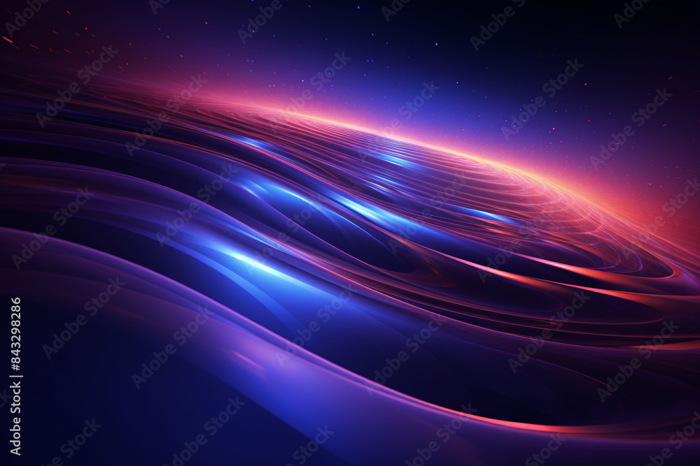 Fototapeta premium Blue glowing line particles form a background of technological elements