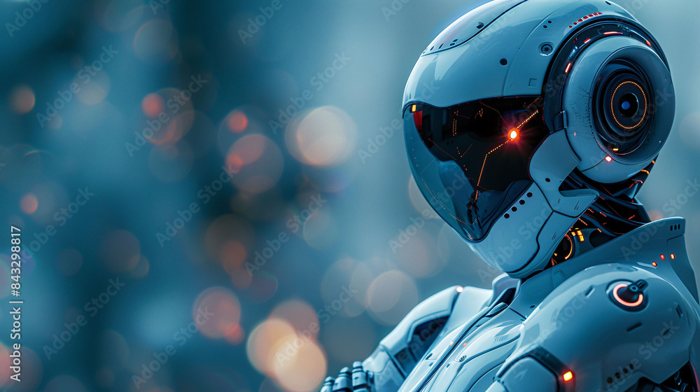 Fototapeta premium Cute little robot IP image, future technology concept artificial intelligence illustration