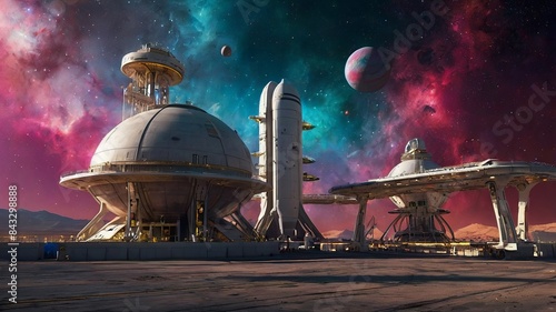 Fototapeta Naklejka Na Ścianę i Meble -  space station on another planet