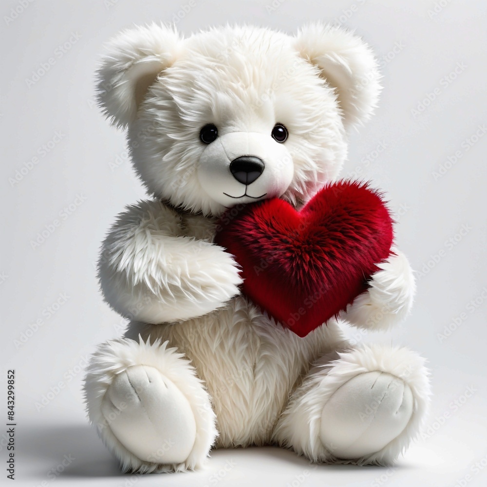 A teddy bear is holding a red heart A teddy bear is holding a red heart