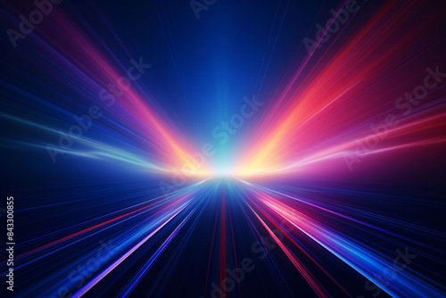 Streamlined speed light blue and purple special effects  abstract technology blue KV main visual business background