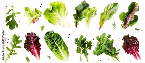 Variety of leafy greens in red, green, and purple colors for healthy eating and cooking recipes