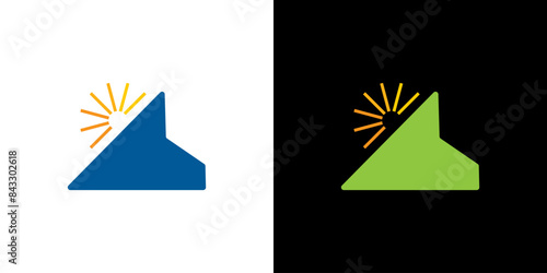 Sun light mountain simple logo vector sunlight sunshine line