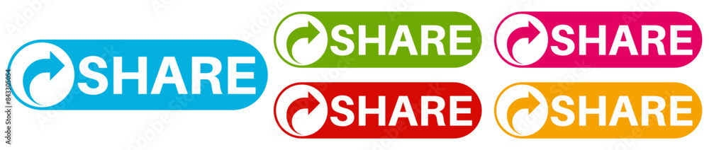 set trendy colorful share labels icon. share sign social media template design vector illustration set trendy colorful share labels icon. share sign social media template design vector illustration