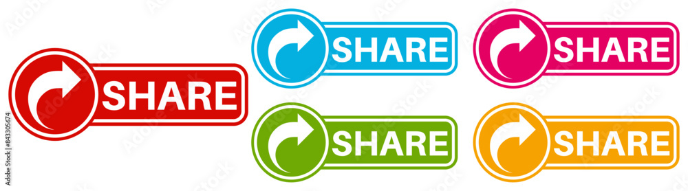 set trendy colorful share labels icon. share sign social media template design vector illustration set trendy colorful share labels icon. share sign social media template design vector illustration
