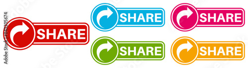 set trendy colorful share labels icon. share sign social  media template design vector illustration