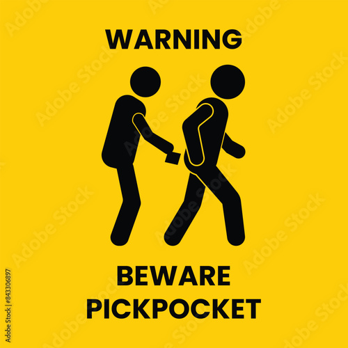 Warning pickpocket sign beware symbol