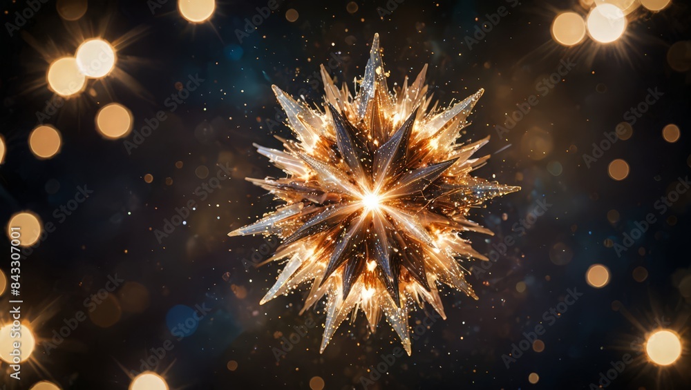 Fototapeta premium Sparkling Starburst with Bokeh Lights