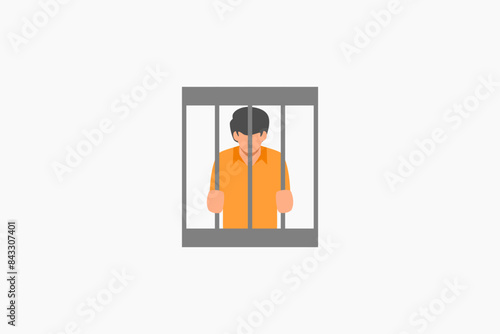 man in prison flat design