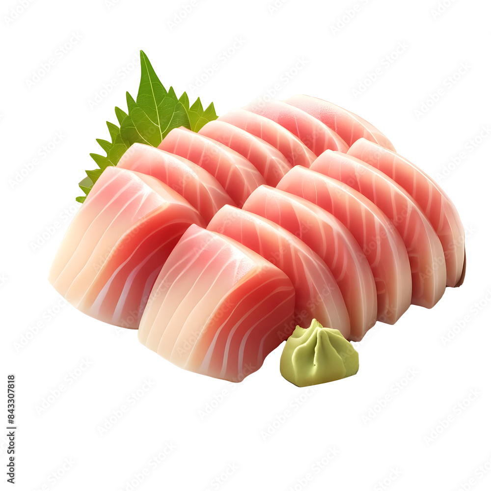 Fresh Yellowtail Sashimi with Wasabi and Shiso Fresh Yellowtail Sashimi with Wasabi and Shiso