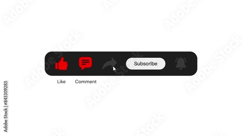 Subscribe Like Comment Share Notification Lower Third Button For Youtube Bell Clicked Animation 4k Motion Graphic