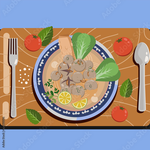 Bakso sambal traditional food of Indonesia 